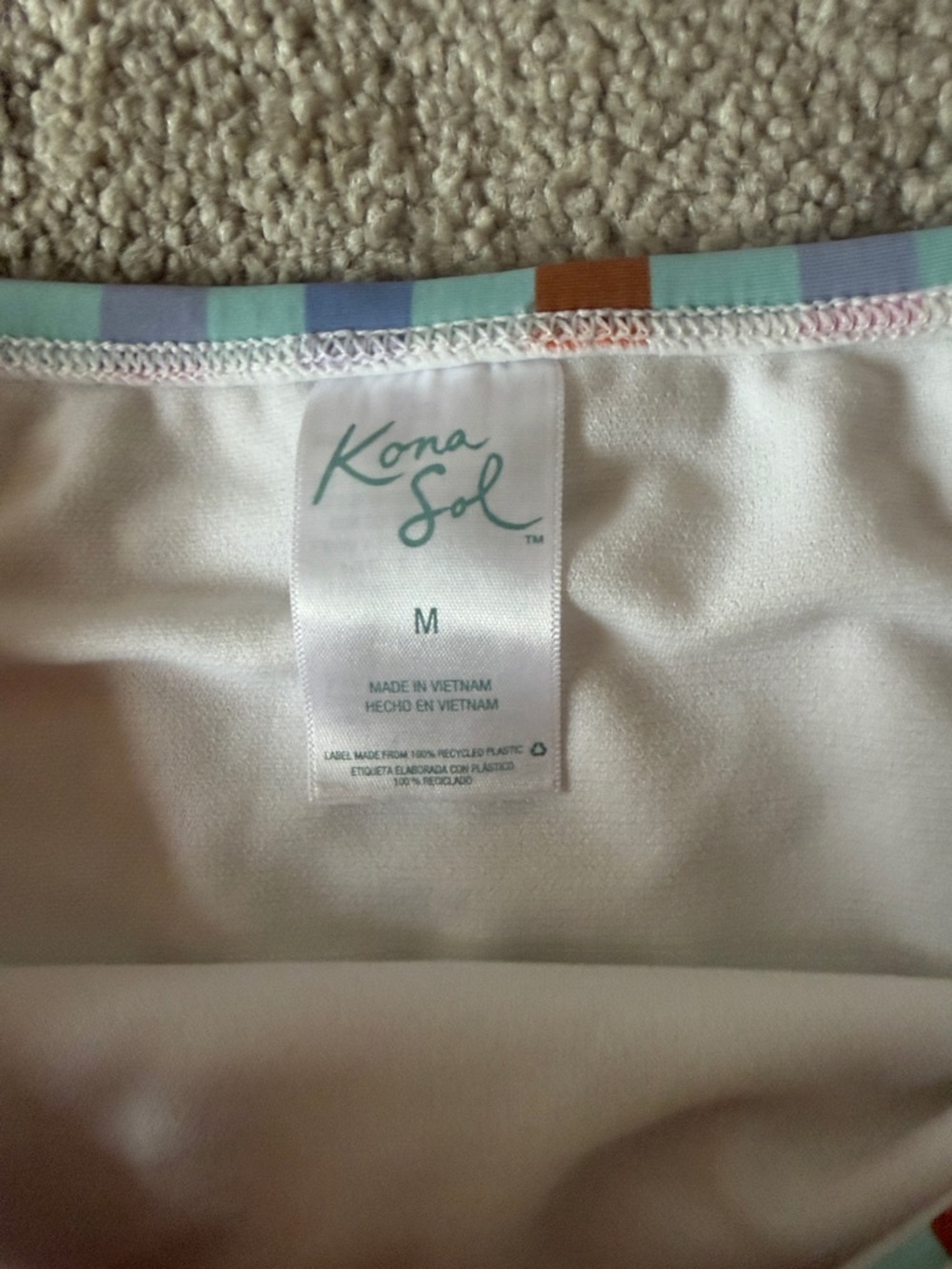 Kona Sol Women's Bikini Top and Bottom Plaid Medium Coverage High Waist M - Picture 9 of 9